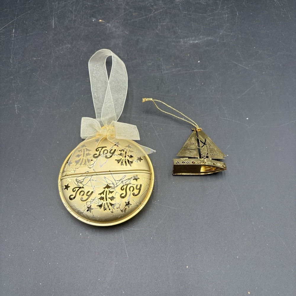 Set Of 14 Christmas Ornaments Bundle Clay Brass Glass Ceramic